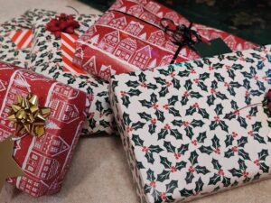 Christmas parcels on the floor