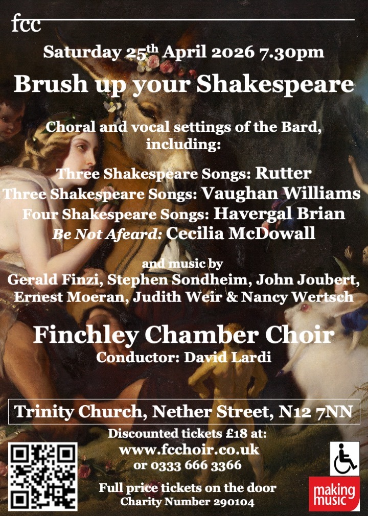 FCC concert Sat 25 April 2026: Brush up your Shakespeare